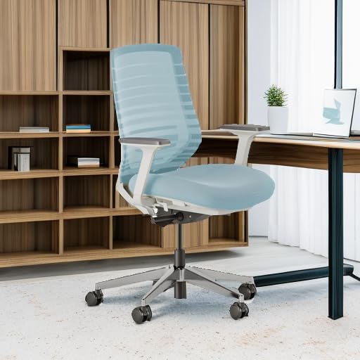 Branch Ergonomic Chair - A Versatile Desk Chair with Adjustable Lumbar Support, Breathable Mesh Backrest, and Smooth Wheels - Experience Optimal Comfort and Support - Light Blue