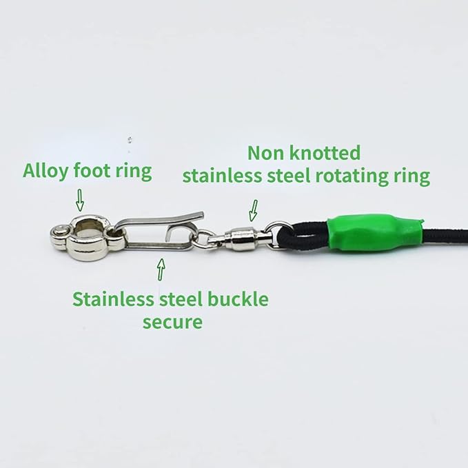 Bird Foot Chain with Flying Latex Elastic Training Rope Outdoor Parrot Ankle Foot Ring Accessories Bird Harness Leash Prevent Escaping (Model5-With 157.5inch Leash)