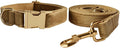 Love Dream Velvet Dog Collar and Leash Set, Soft & Comfy Adjustable Dog Leash and Collar with Heavy Duty Metal Buckle for Small Medium Large Dogs Training & Walking (Medium, Khaki)