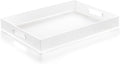 16"x12" Large Acrylic Serving Tray Decorative Ottoman Coffee Table Vanity Tray Tea Fruit Platter Snack Appetizer Dessert Drink with Handles for Bar Kitchen Party, Frosted