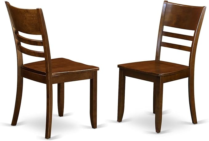 East West Furniture LYC-ESP-W Lynfield Dining Chairs - Ladder Back Wood Seat Kitchen Chairs, Set of 2, Espresso