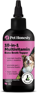 Dog Multivitamin Supplement with Salmon Oil for Dogs - Allergy Itch Relief, Digestion, Skin & Coat Health, Liquid Supplement - Dog Food Topper Bone Broth with Prebiotics (12 oz)