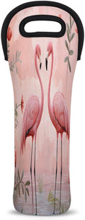 Tropical Bird Flamingo Wine Bag Single Bottle Wine Tote Bag Neoprene Wine Carrier Bags with Carry Handle Portable Wine Bottle Holder for Travel Party Picnic