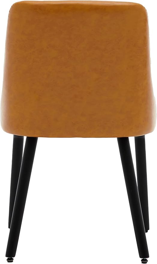 MINCETA Dining Chair,Morden Wood Leg Upholstered Kitchen Chair Set of 6,PU in Brown