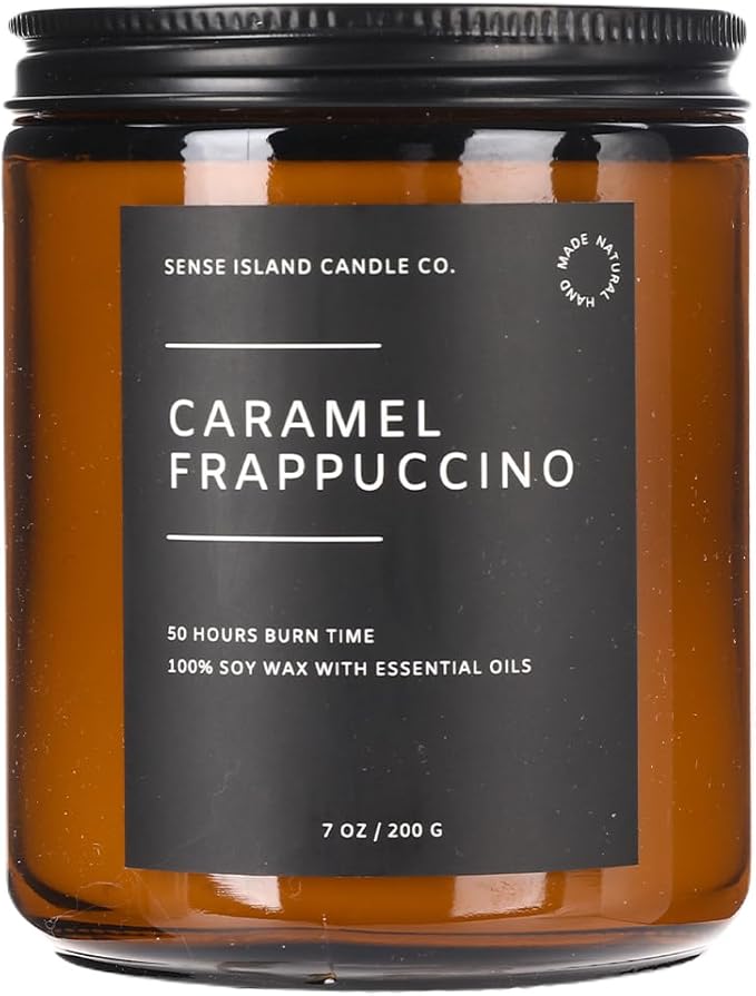 SENSE ISLAND Caramel Frappuccino Coffee Scented Candles for Home Scented | 100% Natural Soy Wax, 50 Hrs Burn Time Highly Scented Soy Candles House Warming Gifts
