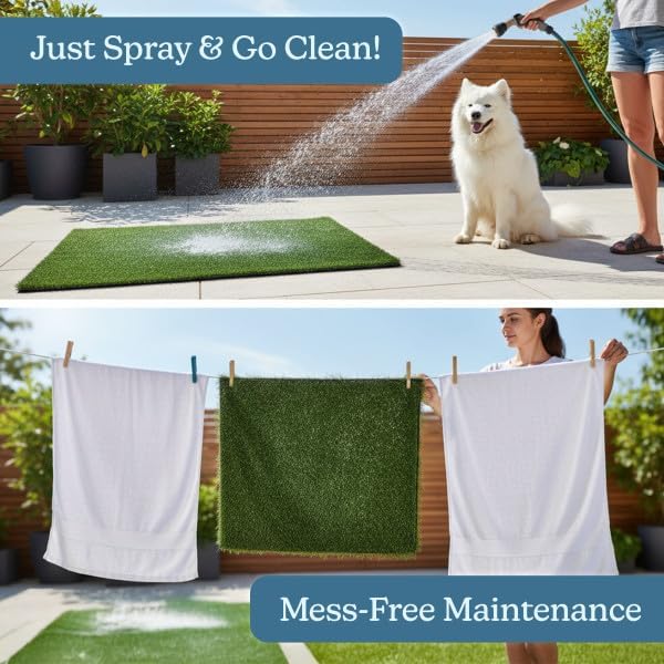 PETMAKER Artificial Grass Puppy Pee Pad for Dogs, Set of 3, 20” x 30” | Reusable Washable Turf Pads for Dogs, Indoor and Outdoor Fake Grass Potty, Pet Housebreaking Supplies