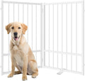 Full Metal Freestanding Dog Gate with Door, 32''Height Foldable Pet Dog Fence for Indoor & Outdoor, 2 Panels Extra Wide Free Standing TallDog Gates for Doorways,House,Stairs,Porch,Deck,Yard