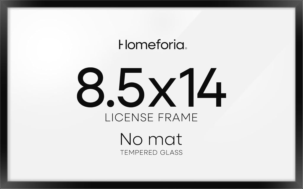 Homeforia 8.5 x 14 Marriage License Frame Black, High End Metal 8.5x14 Marriage Certificate Frames, 14x8.5 Picture Frame for Wall & Tabletop, 8.5 by 14 Photo Frames, Tempered Glass, Wall Kit, Set of 1