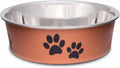 Loving Pets Bella Dog Bowls- Stainless Steel Dog & Cat Bowls - Spill Proof Dog Food Bowl, Cat Bowl, Puppy Essentials & Pet Supplies Great for Home & Travel (Small 10-20 lbs, Copper)