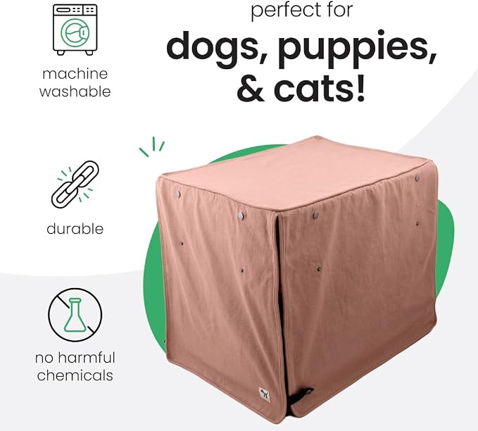 Molly Mutt Kyoto Dog Crate Cover, GOTS-Certified 100% Organic Cotton Canvas Cover for Dog or Puppy Kennel and Cage, Washable, Free of Harmful Chemicals, Medium/Large, Fits 30"x19"x21" Crate