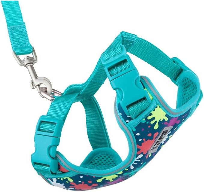 RC Pets Adventure Kitty Harness Includes Adjustable, Airmesh Fabric, 6' Leash and D-Ring Cat Walking Harness | Splatter, Medium