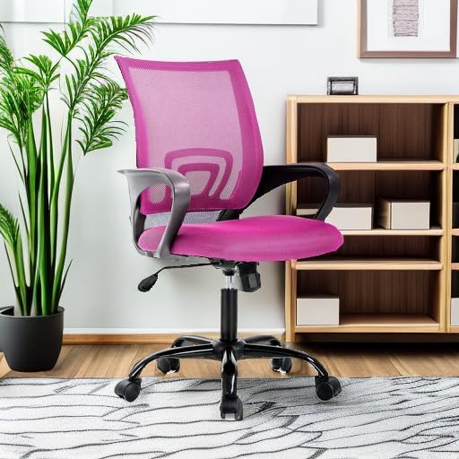 BestOffice Office Chair Ergonomic Cheap Desk Chair Mesh Computer Chair Lumbar Support Modern Executive Adjustable Stool Rolling Swivel Chair for Back Pain (Pink)
