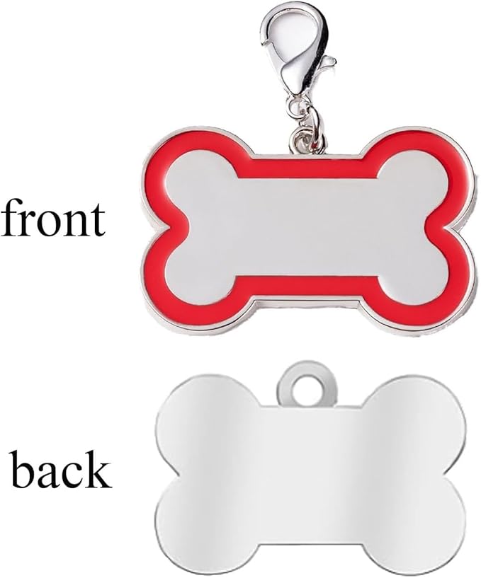Personalized Dog ID Tags - tag for Dog Collar, pet ID tag, Dogs Tags for Pets, Laser Engraved Name Tags for Dogs, Dog Tags for Large Dogs, Blank Dog Tags (Bone-Shaped-Large: Red)
