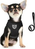 FEimaX Dog Harness and Leash Set for Walking, Soft Mesh Adjustable Easy Control Lightweight Cat Vest Harnesses with Reflective Strips, Escape Proof Small Dogs Cats Vests (Black, Medium)