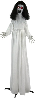 Haunted Hill Farm Life-Size Scary Demon Bride Halloween Animatronic with Touch Activated Lights and Sound, Battery Operated Indoor or Covered Outdoor Halloween Decorations for Home or Haunted House