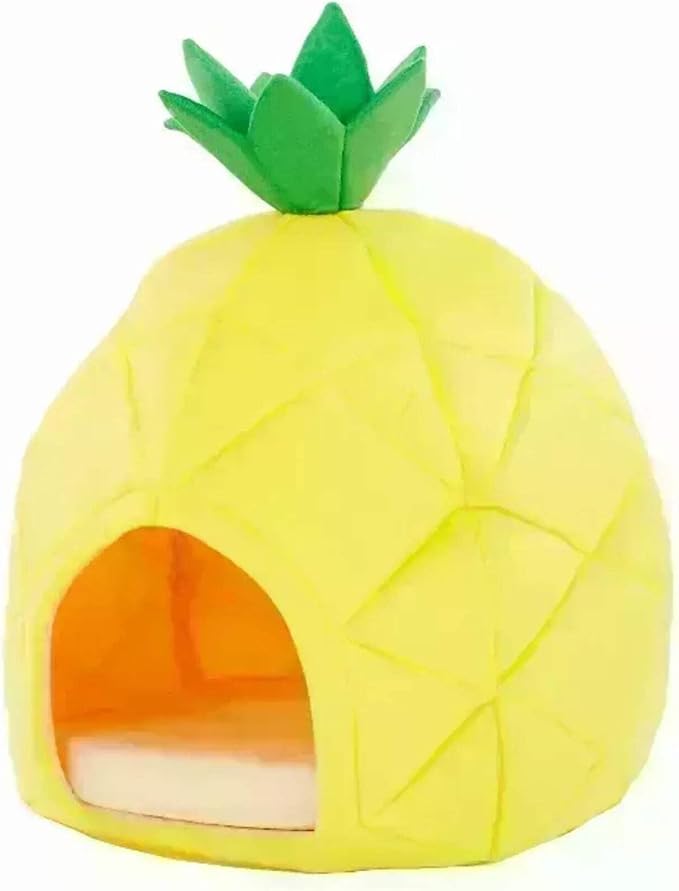 YML Pineapple Pet Bed House for Cat, Kittens, Dogs, and Pupppies, Medium, Yellow