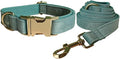 Love Dream Velvet Dog Collar and Leash Set, Soft & Comfy Adjustable Dog Leash and Collar with Heavy Duty Metal Buckle for Small Medium Large Dogs Training & Walking (Medium, Light Green)