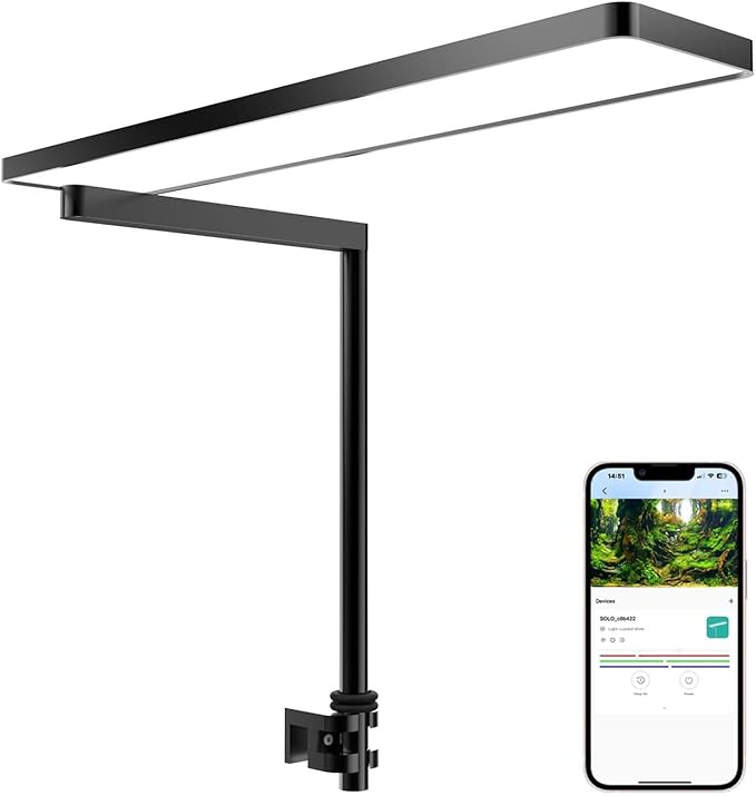 FZONE Solo Series Nano LED Aquarium Light, Full Spectrum and Dimmable, App-Controlled, for Freshwater and Planted Tanks