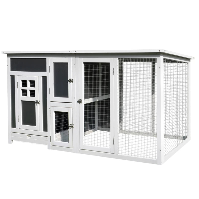 Chicken Coop Wooden Chicken House Rabbit Hutch Poultry Cage Hen Pen  PC Roof With Run Box