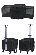 3-Sided Expandable Rolling Pet Carrier With Wheels, Small Cat Dog Travel Carrier, Foldable Portable Bag Grey  For Travel Camping Vet Outdoor Indoor Use