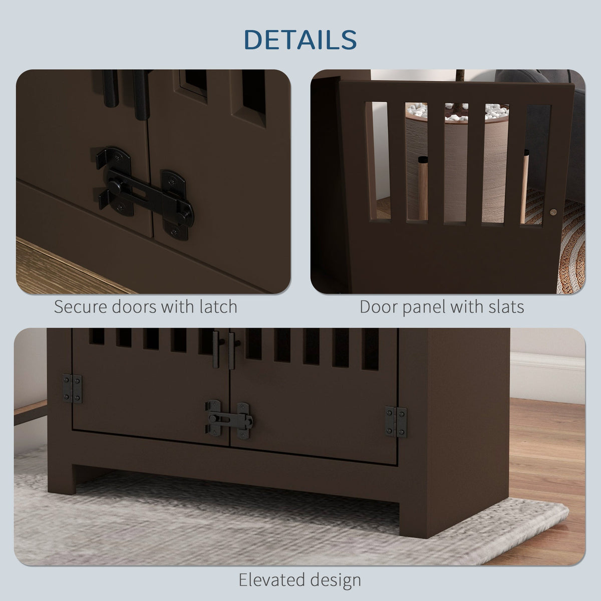 Dog Food Storage Cabinet with Bowls & Dog Feeding Station, Espresso