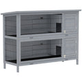 54" 2-Story Large Rabbit Hutch Bunny Cage Wooden Pet House Small Animal Habitat with Lockable Doors, No Leak Tray and waterproof Roof for Rabbits, Chickens, Ducks, Outdoor/Indoor Gray