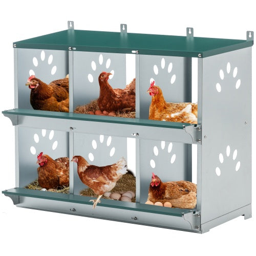 Chicken Nesting Box, 6 Room Metal Nesting Boxes For Chicken,Galvanized Steel Nesting Boxes For Hens,Easy To Assemble