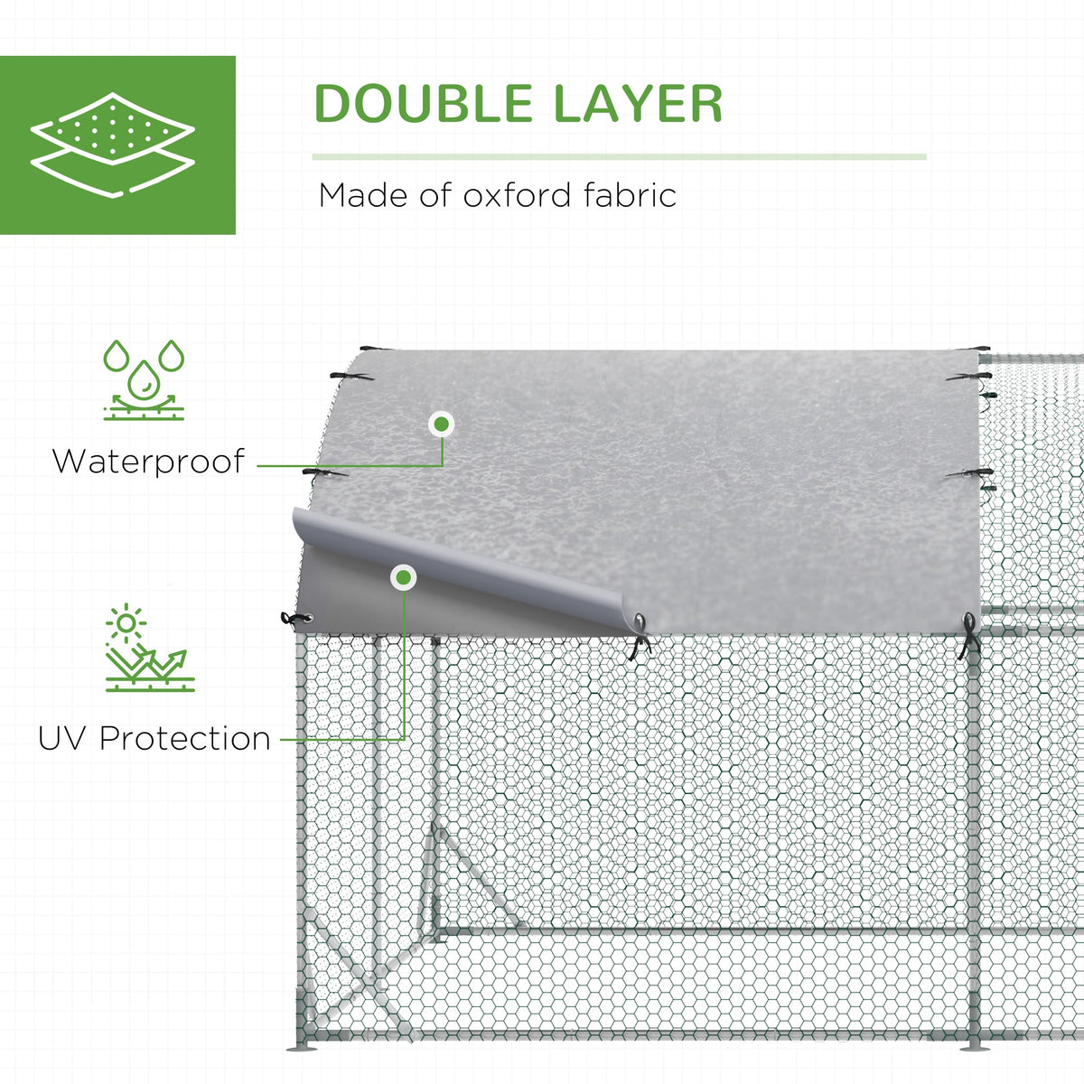 Large Metal Chicken Coop with Waterproof and Anti-UV Cover for Yard, Outdoor, Duck, Rabbit, 9.2 x 24.9 x 6.5
