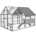 9 x 6 x 6 Large Chicken Coop with Nesting Box, Water-Resistant and Anti-UV Cover for 8-12 Chickens, Gray