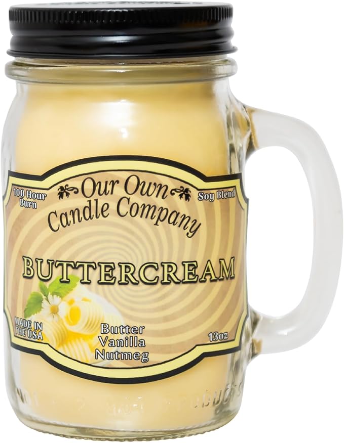 Our Own Candle Company, Buttercream Scented Mason Jar Candle, 100 Hour Burn Time, 13 Ounces