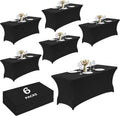 Craft And Party 6 Pack 6ft Black Spandex Tablecloth – Fitted Stretch Cover – Universal Fit for Folding Tables – Wrinkle-Free, Washable – Ideal for Parties, Weddings, Events