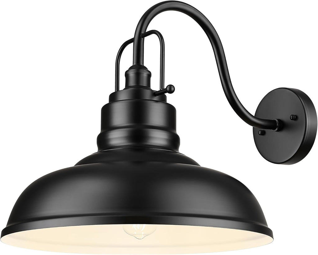 zeyu Black Gooseneck Barn Light, Modern Outdoor Wall Light Fixtures, Barn Light for Garden Garage, Matte Black Finish, 016-1BL BK