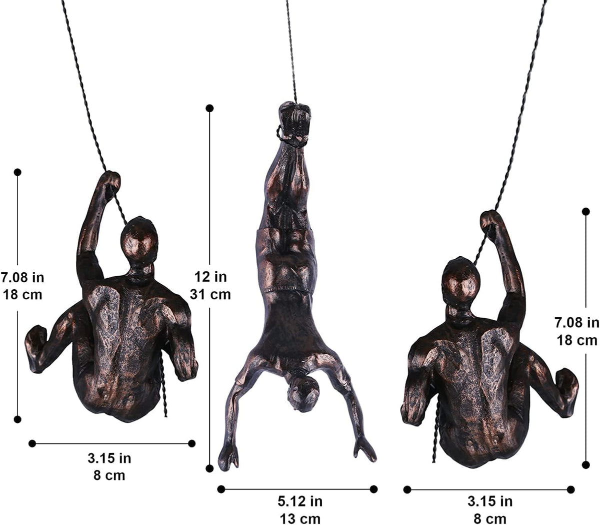 Large Set of 3 Climbing Men Wall Art Decor Sculpture,Nordic Modern Simplicity Decorative Wall Art, Climbing Man Sculptures,Home & Office Climber Gifts