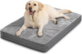 Waterproof XXL Dog Bed, Outdoor Washable Large Foam Crate Pad 48" Anti-Slip | Jumbo Pet Bed, Reversible Faux Leather & Flannel, Durable Removable Cover, Kennel Pad 47"x29" Gray