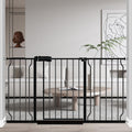 Fairy Baby Extra Wide Baby Gate Black 53-57.5 Inch Wide, Walk Through Pressure Mounted No Drill, Long and Large Tension Gate for Pet and Kids