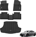 3W Floor Mats & Cargo Liner Fit Toyota Camry 2018-2024 FWD (Not for Hybrid or AWD), TPE All Weather Custom Fit Floor Liner, 1st and 2nd Row and Trunk Mat(L/LE/SE/TRD/XLE/XSE)