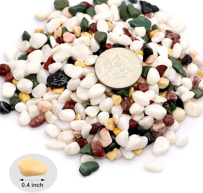 TOYPOPOR 6LB Succulent and Cactus Gravel Pebbles, 1/5 Inch Natural Decorative Polished Stones, River Rocks for Plants, Vases, Aquariums, Terrarium and Outdoor Gardening, Mixed Color