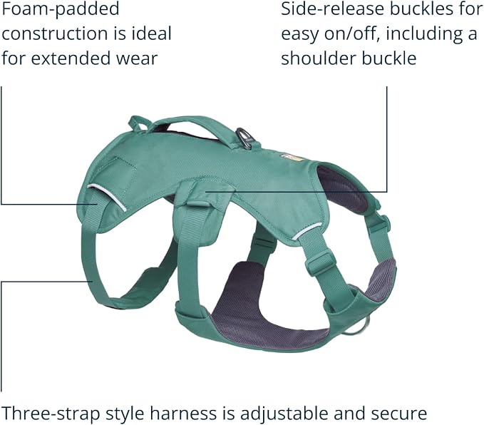 Ruffwear, Web Master, Multi-Use Support Dog Harness, Hiking and Trail Running, Service and Working, Everyday Wear, River Rock Green, Small
