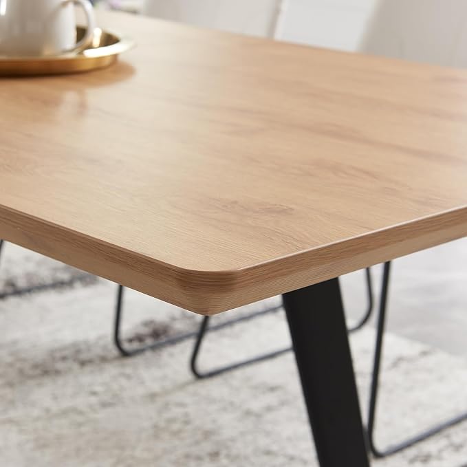 ZckyCine Modern Mid-Century Dining Table for 8, Rectangular Wooden Expandable Space-Saving Multifunctional Dining Table