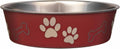 Loving Pets Bella Dog Bowls- Stainless Steel Dog & Cat Bowls - Spill Proof Dog Food Bowl, Cat Bowl, Puppy Essentials & Pet Supplies Great for Home & Travel (Large 35-65 lbs, Merlot)