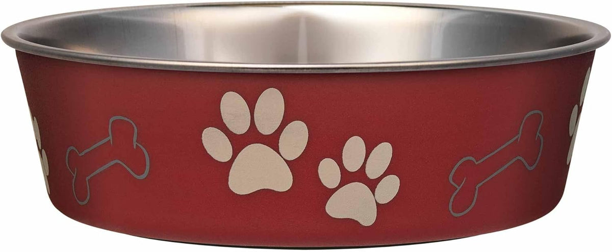 Loving Pets Bella Dog Bowls- Stainless Steel Dog & Cat Bowls - Spill Proof Dog Food Bowl, Cat Bowl, Puppy Essentials & Pet Supplies Great for Home & Travel (Large 35-65 lbs, Merlot)
