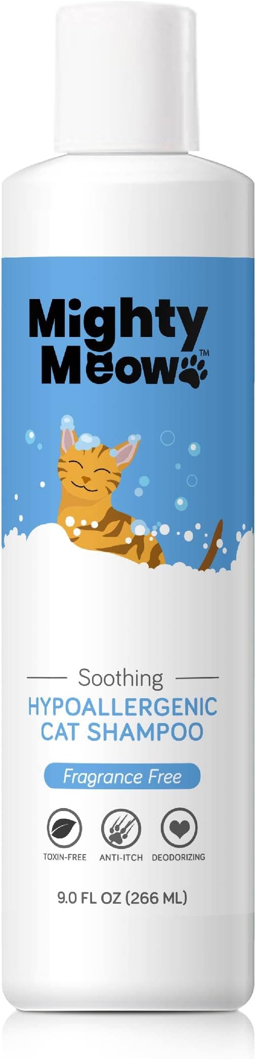 Soothing Hypoallergenic Cat Shampoo – Easy at-Home Cat Grooming | Deodorizes | Gentle & Anti-Itch | Natural & Allergy-Safe Cat Shampoo Sensitive Skin – Fragrance Free | 9 fl oz