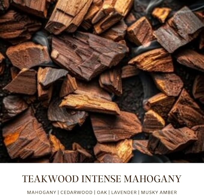 Teakwood Noir Mahogany Crackling Wood Wick Candle for Men – Strong Masculine Scent, 100% Soy, 50-Hour Burn – Luxury Scented Candle with Crackling Wooden Wick for Home, Office, Gifts