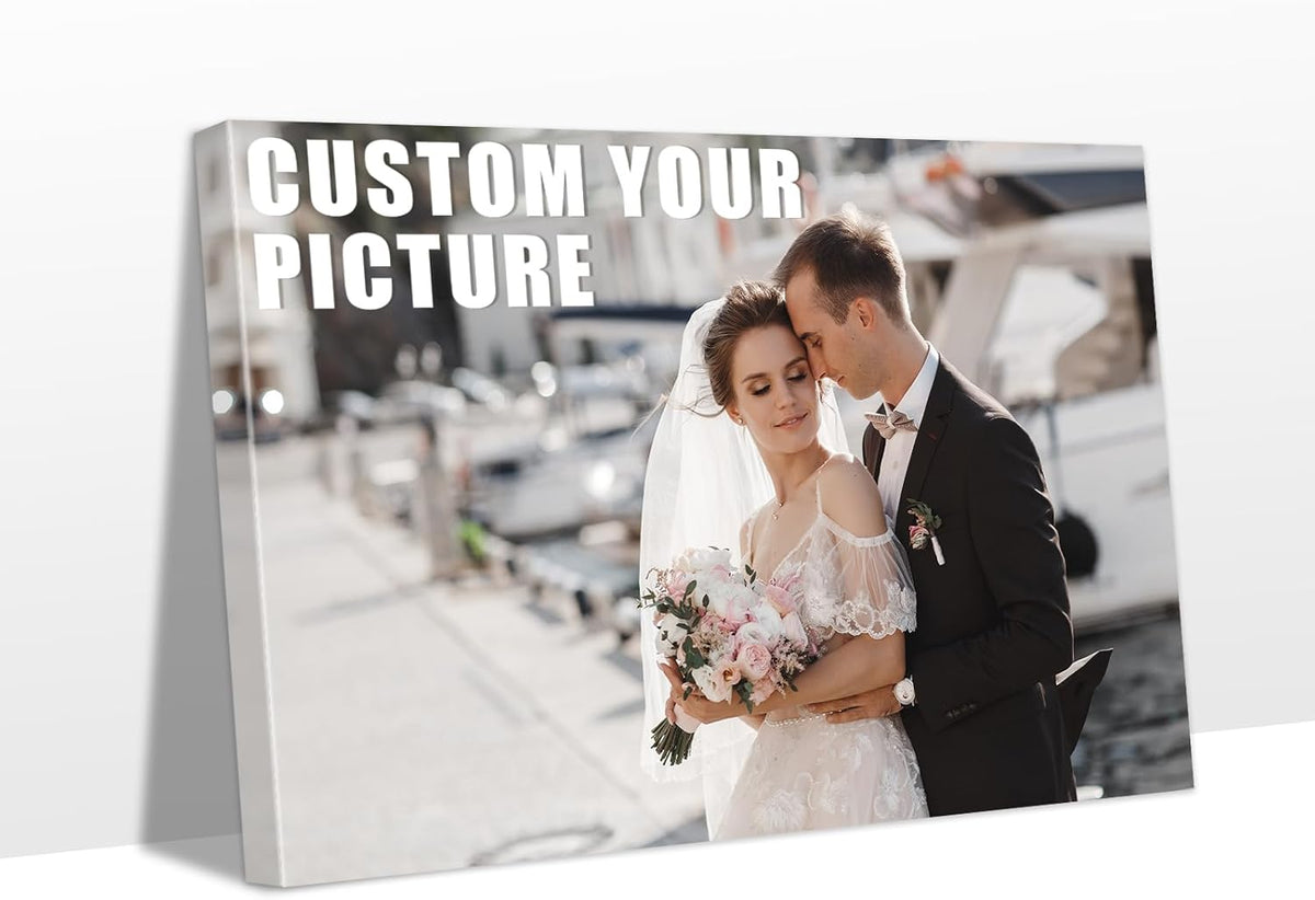 Personalized Custom Canvas Prints with Your Photos & Text, Customized Picture Print, Transform Own Images Into Framed Wall Art Digitally Printed Photo to Canvas, Keepsakes Gifts for Family 30x20’’