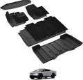 3W Floor Mats with Carpet & Cargo Liner for Tesla Cybertruck 2023 2024 2025 2026, All Weather Waterproof Heavy Duty Accessories Custom Fit Automotive Double Layer Floor Liners & Sub Storage Trunk Mat