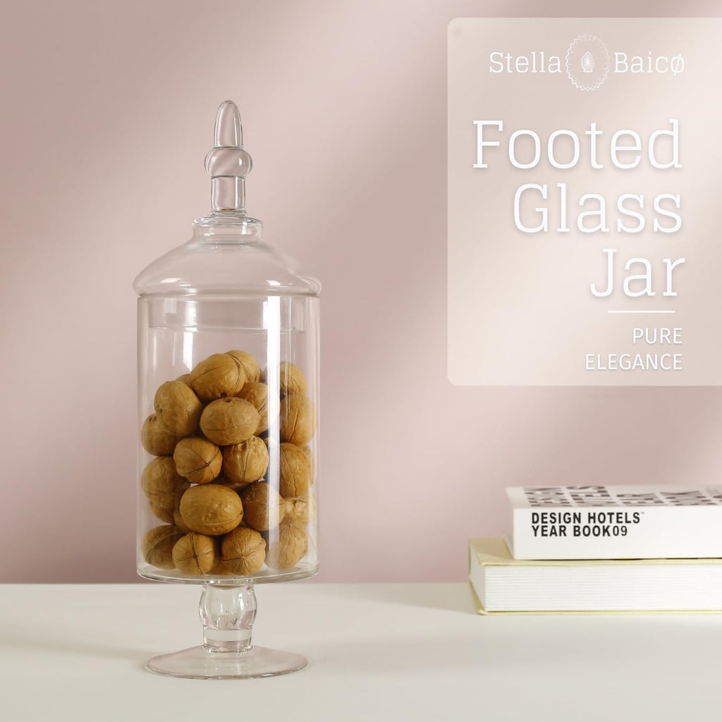 Glass Apothecary Jars with Lids, Candy Jar for Candy Buffet, Elegant Decorative Jars for Wedding and Dispaly (Height: 15", Diameter: 5.1")