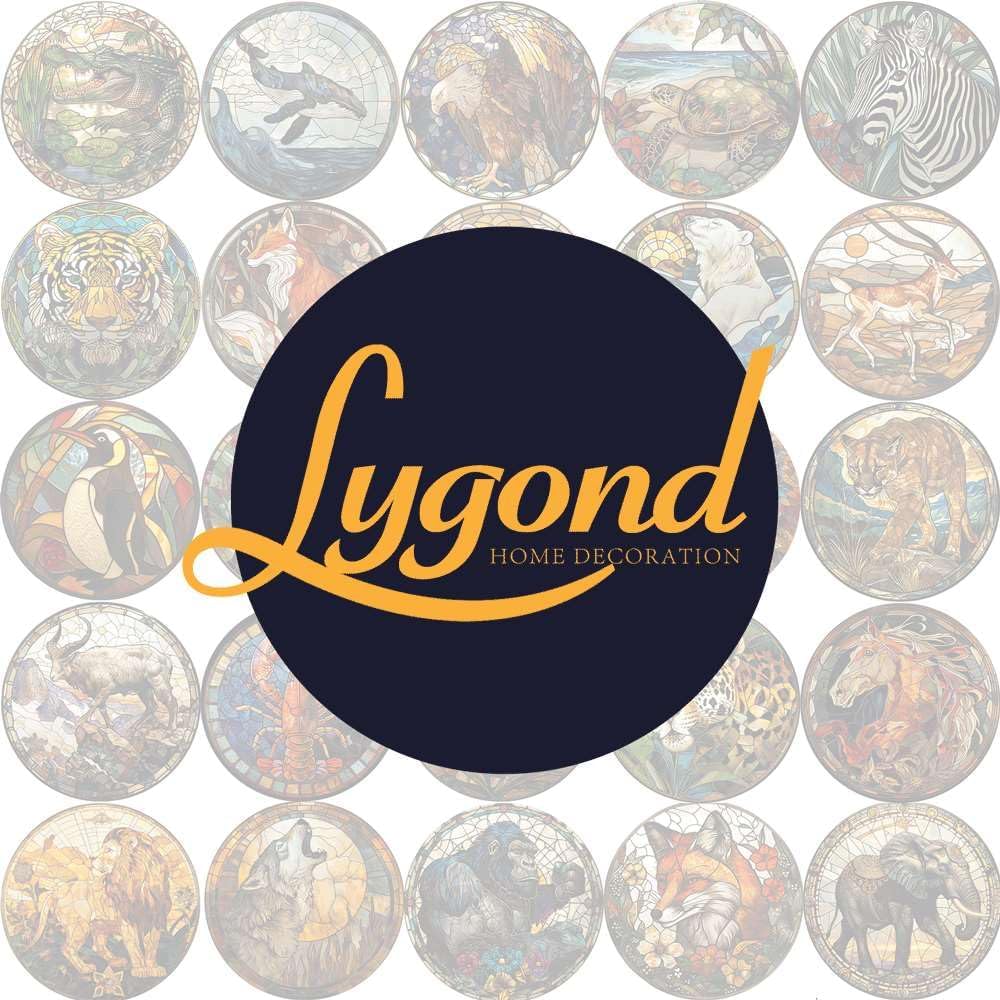 Lygond Metal Sign Tin Sign Circular Stained Glass Giraffe Bathroom Signs for Home for Garage 8×8 Inches