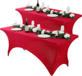 Craft And Party 2 Pack 8ft Red Spandex Tablecloth – Fitted Stretch Cover – Universal Fit for Folding Tables – Wrinkle-Free, Washable – Ideal for Parties, Weddings, Events