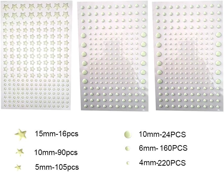 Quanhaigou Realistic 3D Domed Stars Glow in The Dark,615 pcs Dots Stars for Starry Sky, Stickers for Ceiling and Wall Decals, Perfect for Kids Bedding Room Party Birthday Gift(615 pcs)