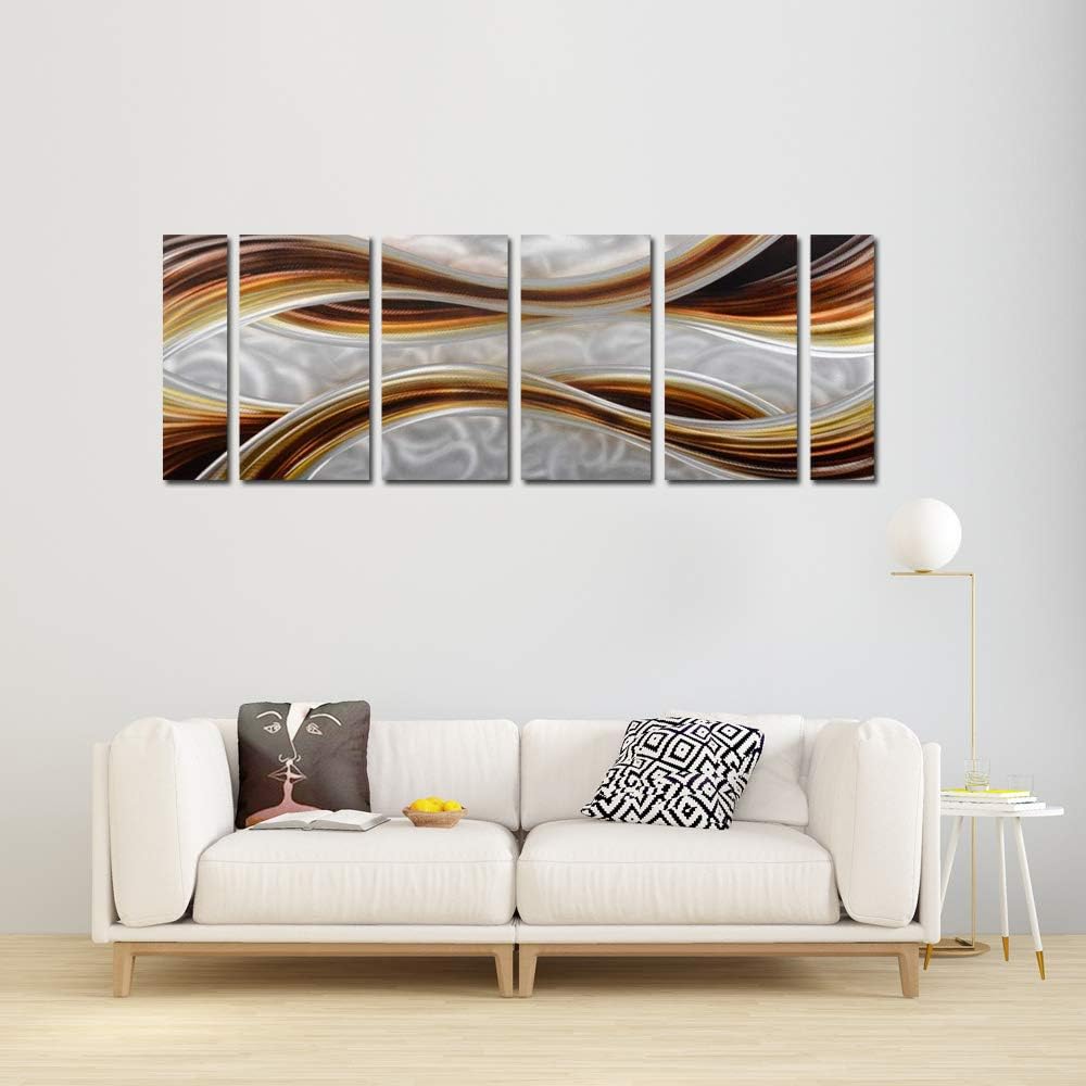Yihui Arts Abstract Metal Wall Art Hand Crafted Aluminum Artwork Modern 3D Sculpture for Living Room Bedroom Dinning Decor